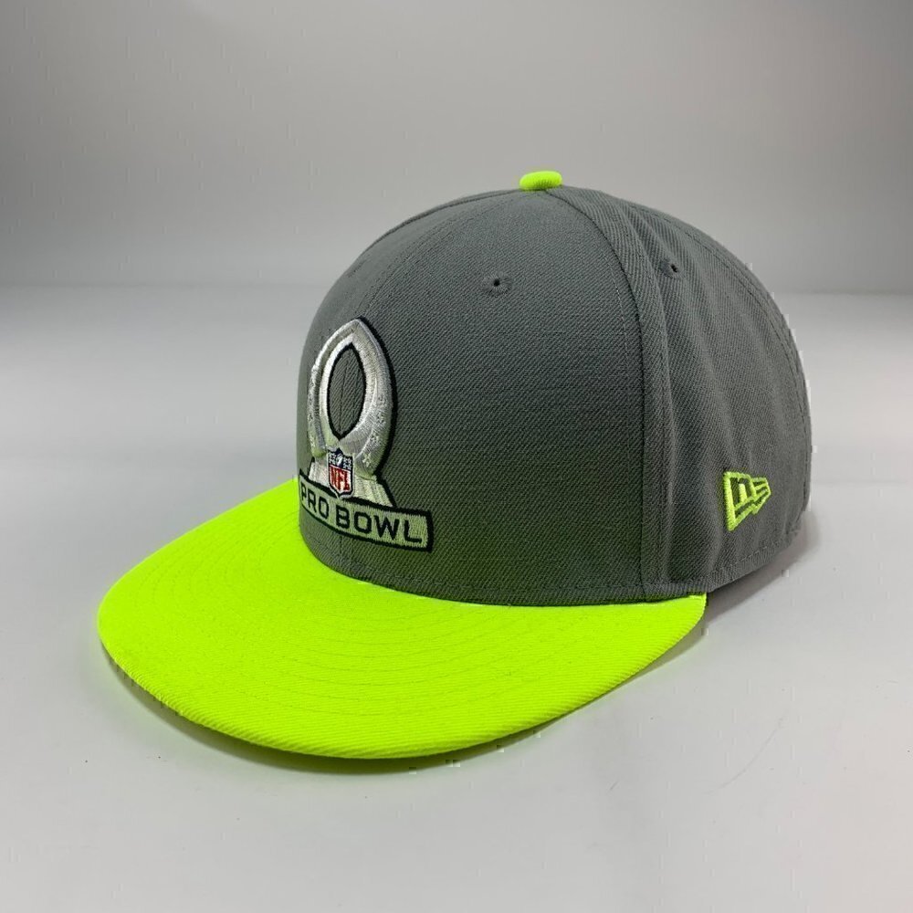 National Football League Gray Neon Yellow New Era Pro Bowl Fitted Hat Mens 7 5/8